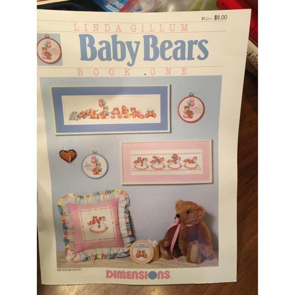 Vintage Linda Gullum Baby Bears Cross Stitch Craft Book Dimensions #111